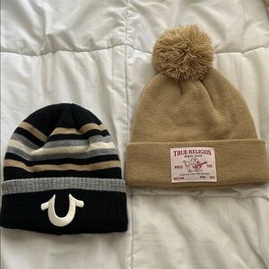 True Religion Kids' Tan and Black Beanie Set